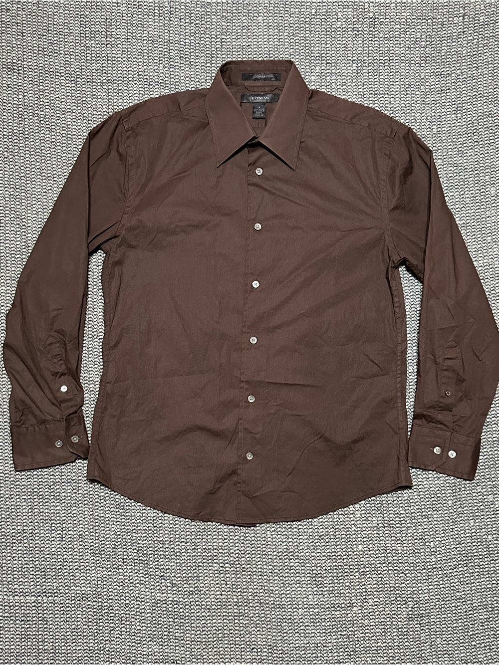 Express Men's Brown Long-Sleeve Shirt